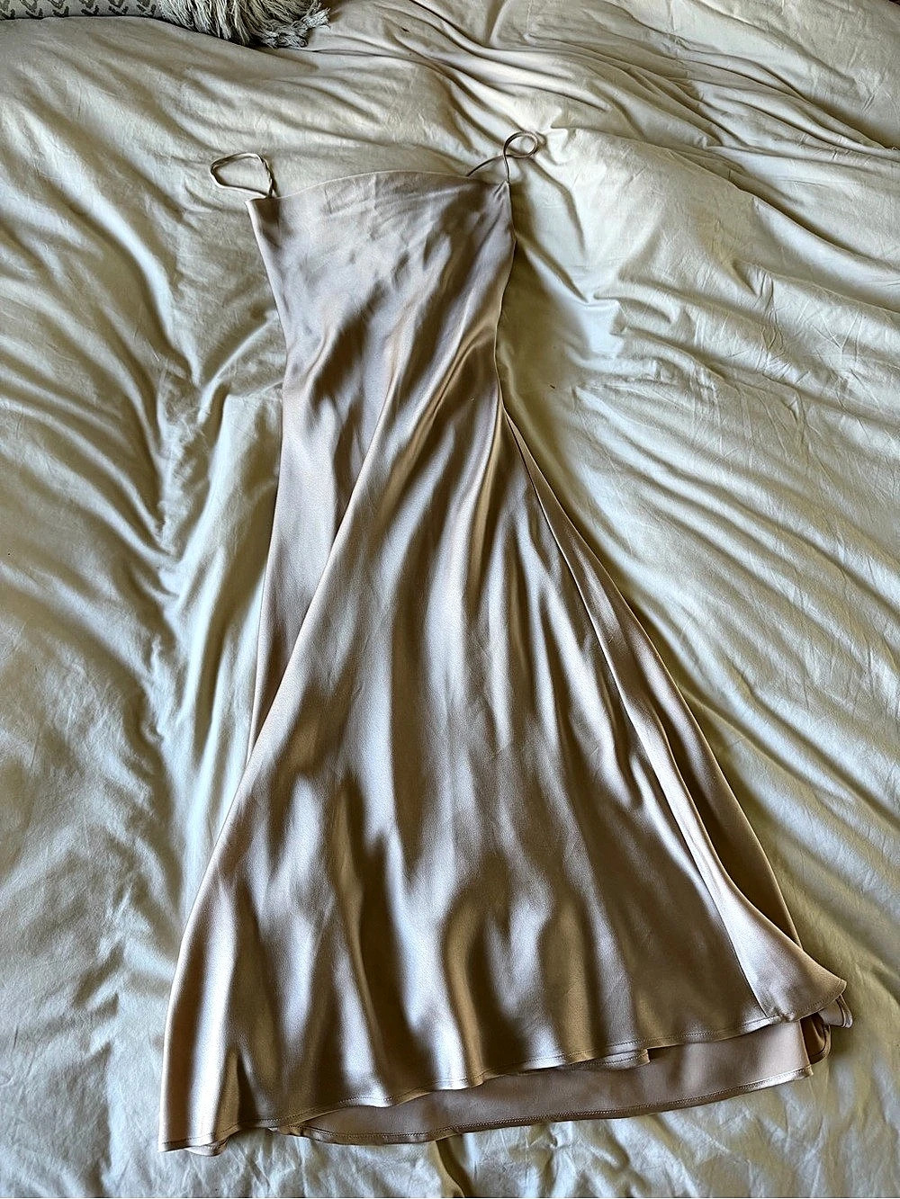 Show Me Your MUMU Satin MIDI Dress in Champagne Size Medium Like New